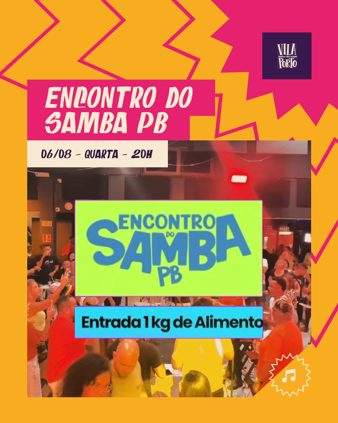 Read more about the article Encontro do Samba PB na Vila do Porto: Noite de Samba Raiz em João Pessoa com Entrada Solidária