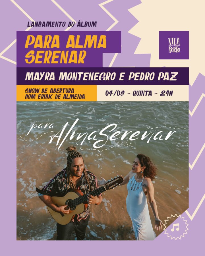 Read more about the article Duo Mayra Montenegro e Pedro Paz lança álbum ‘Para Alma Serenar’ com show na Vila do Porto