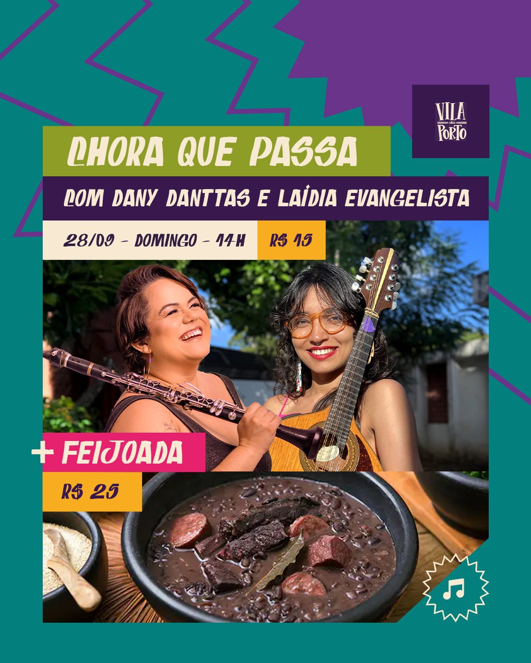 Read more about the article Choro, feijoada e tradição: Vila do Porto aposta em programação dominical com ‘Chora que Passa’